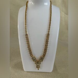 Vintage Gold-Tone Crystal Drop Necklace - Elegant Women's Jewelry